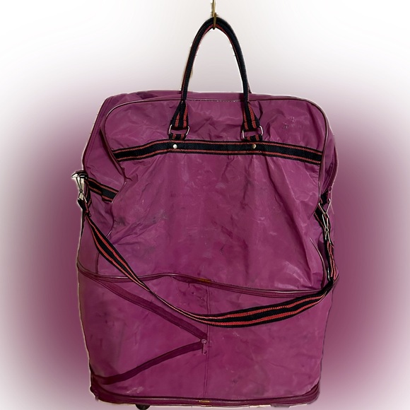 VTG EXPANDABLE ROLLING TRAVEL LUGGAGE BAG WHEELS FUSHIA PURPLE PINK 20”x11”x 24” - Picture 7 of 14